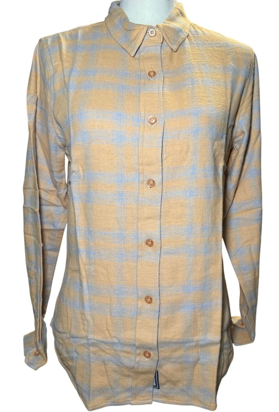 Wildfang Essential Long Sleeve Flannel Button Up, Yellow Plaid, Unisex XS, NWT